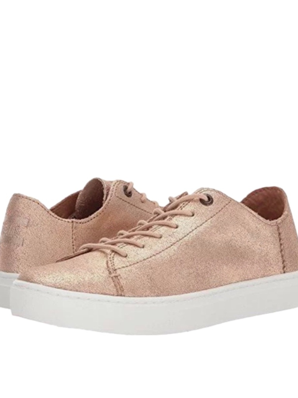 TOMS Lenox Rose Gold Metallic Leather Sneaker Women’s Size 8.5 EUC